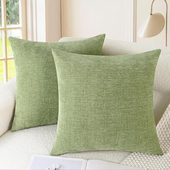 CaliTime Throw Pillow Covers Decorative 24 X 24 Inches Pack of 2 Cozy Chenille by CaliTime
