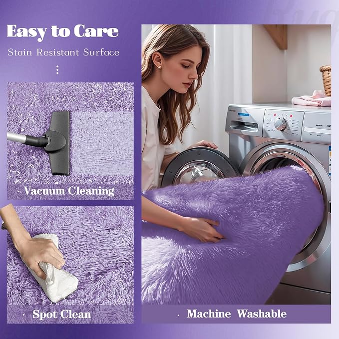 2x6 Runner Rug for Bedroom: Fluffy Shag Soft Washable Rugs Small Fuzzy Plush - Image 4
