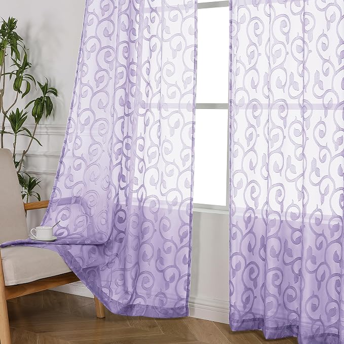 OWENIE Furman Extra Long Sheer Curtains 96 inches Long - Image 2