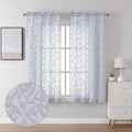Lecloud Leia Light Grey Sheer Curtains 63 Inch Length 2 Panels, Jacquard Leaf by Lecloud