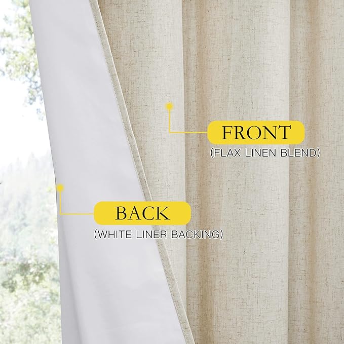 NICETOWN Natural Linen Complete Blackout Curtains 54 inches - Image 7