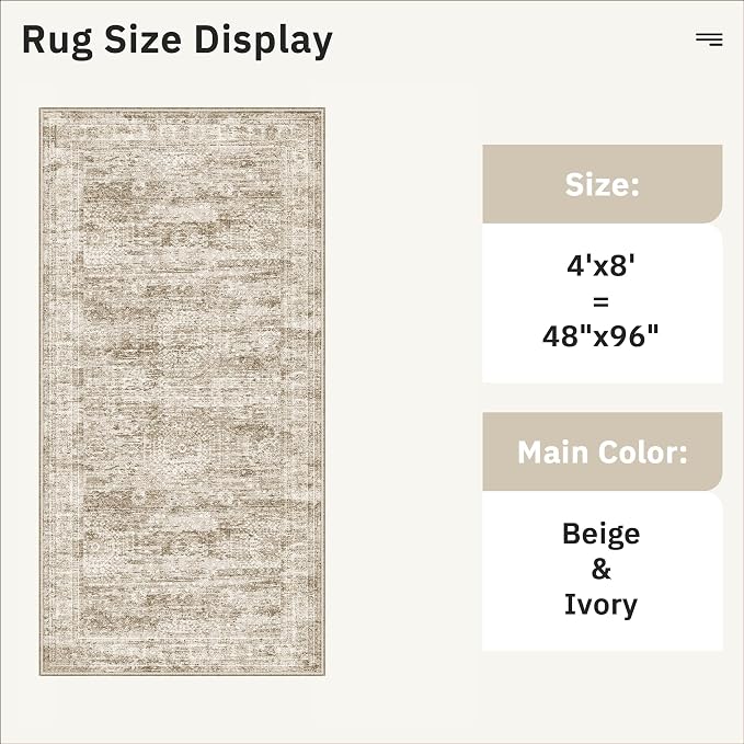Hallway Runner Rug 4x8 Wide: Washable Thin Runners - Image 5
