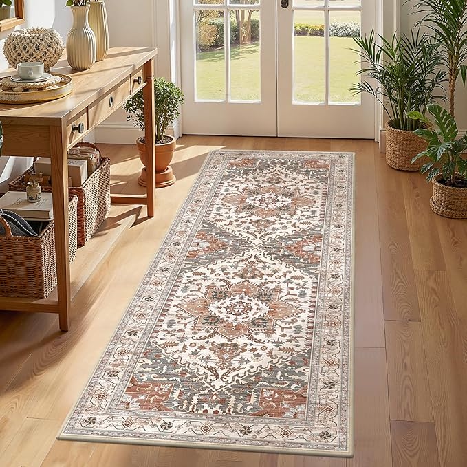 Yamaziot Washable Runner Rug, 2x6 Non-Slip Boho Vintage Hallway Rug Runner by Yamaziot