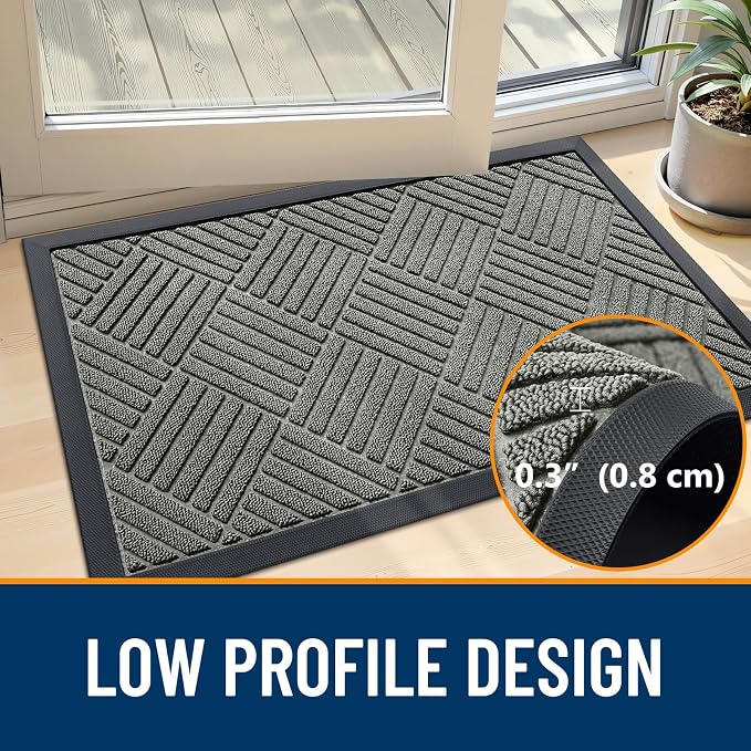 OLANLY Front Door Mat Outside Entrance 35x23, Heavy Duty Sturdy Natural Rubber - Image 4