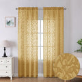 Lecloud Leia Dark Gold Sheer Curtains 90 Inches Long 2 Panels, Textured French by Lecloud