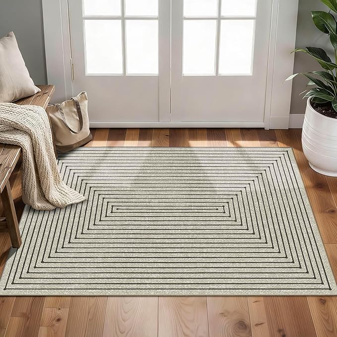 Latte&Fog 2x3 Entryway Rug, Small Modern Abstract Door Mat, Washable Kitchen Rug by LatteFog