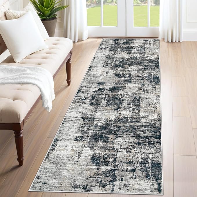 XLUEZ 2x8 Runner Rug for Hallway, Washable Modern Abstract Runner Rugs Neutral by XLUEZ