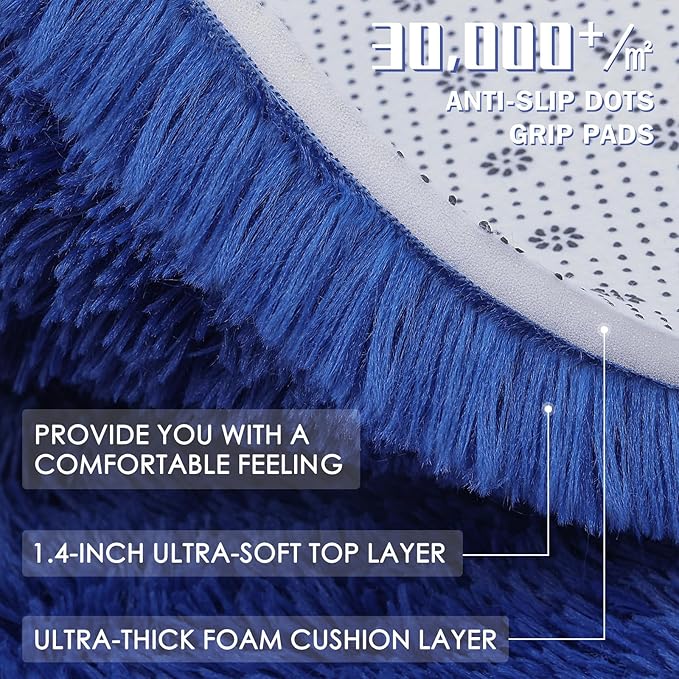 OLANLY 4x4 Machine Washable Accent Rug, Soft Fluffy Shaggy Area Rug - Image 9