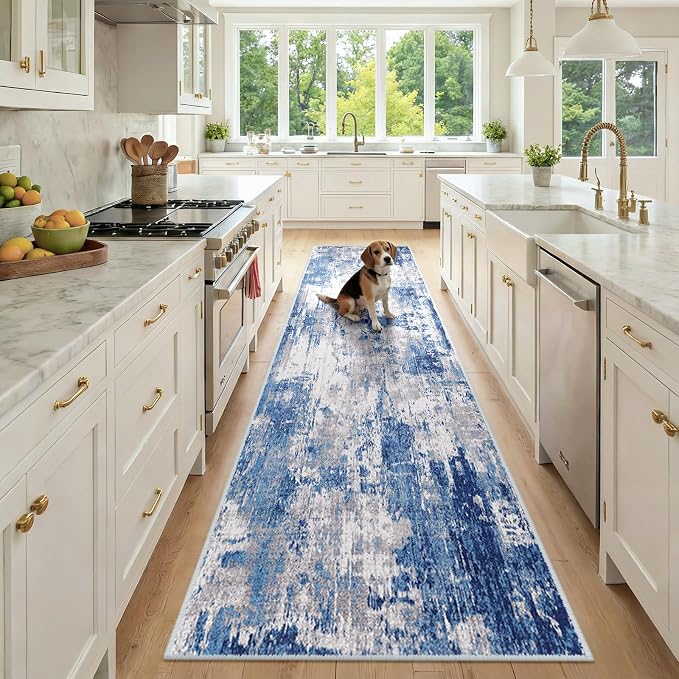 Washable Area Rugs 2'6''x10 Non-Slip Modern Abstract Soft by RELEANY