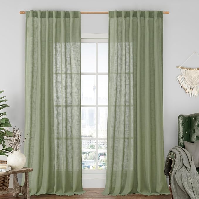 LAMIT Sage Green Linen Curtains by LAMIT