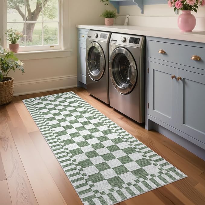 GarveeHome 2x8 Checkered Kitchen Runner Rug - Image 2