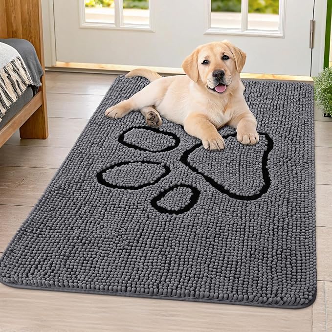 Smiry Dog Door Mat for Muddy Paws, Absorbent Dirt Trapper Non Slip Quick Dry by Smiry
