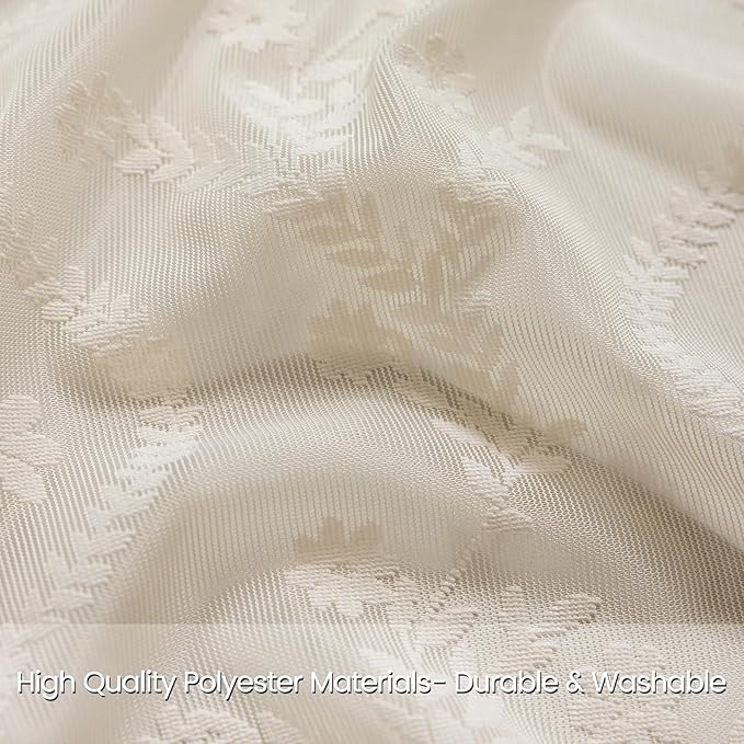 WAZZIO Boho Lace Curtains 2 Panels 54 Inches -Cute Vintage Victorian Sheer - Image 4