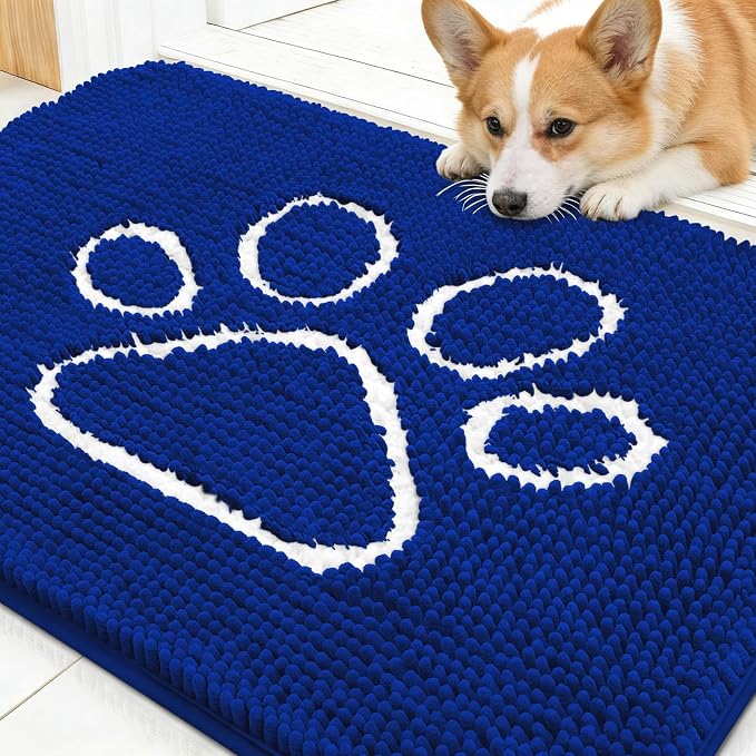OLANLY Dog Door Mat for Muddy Paws 30x20, Paw Print Design, Absorbs Moisture by OLANLY