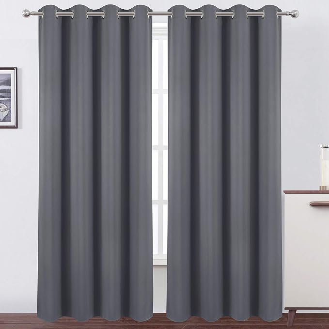 LEMOMO Grey Thermal Blackout Curtains/52 x 95 Inch/Set of 2 Panels Room by Lemomo