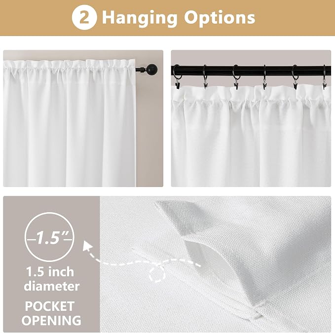 OVZME White Valance for Windows, Light Filtering Thick Textured Small Short - Image 7