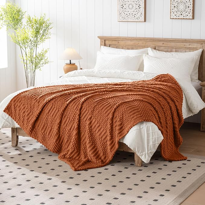 90x90 Inch Rust Queen Bed Blanket - Image 6