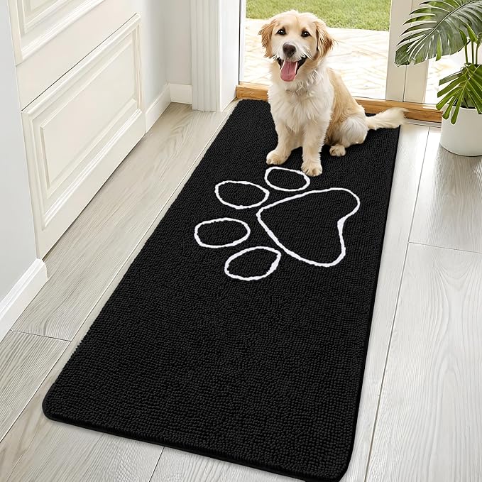 OLANLY Dog Door Mat for Muddy Paws 70x35, Paw Print Design, Absorbs Moisture by OLANLY