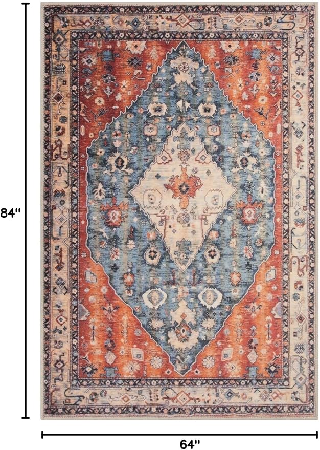 SERISSA 5x7 Boho Tribal Area Rug, Washable Large Rugs - Image 2