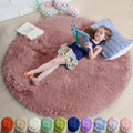Amdrebio Blush Fluffy Round Rug 4Ft by Amdrebio