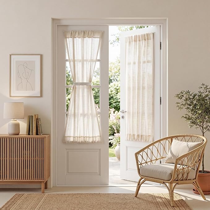 MYSKY HOME Linen French Door Curtains by MYSKYHOME