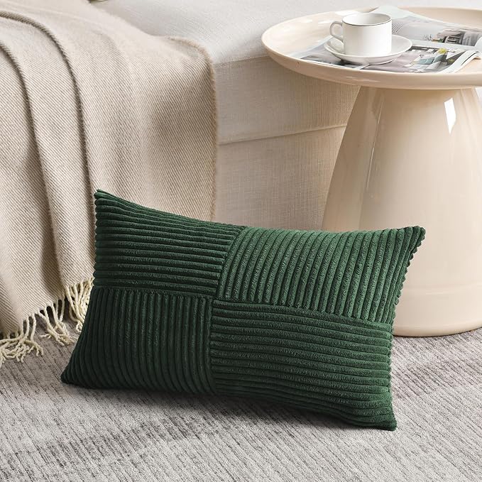Fancy Homi 2 Packs Dark Green Lumbar Decorative Throw Pillow Covers 16x26 Inch - Image 2