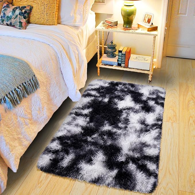 Pionblank Fluffy Small Rug for Bedroom 2x3 Feet, Shag Soft Area Rug, Modern - Image 2