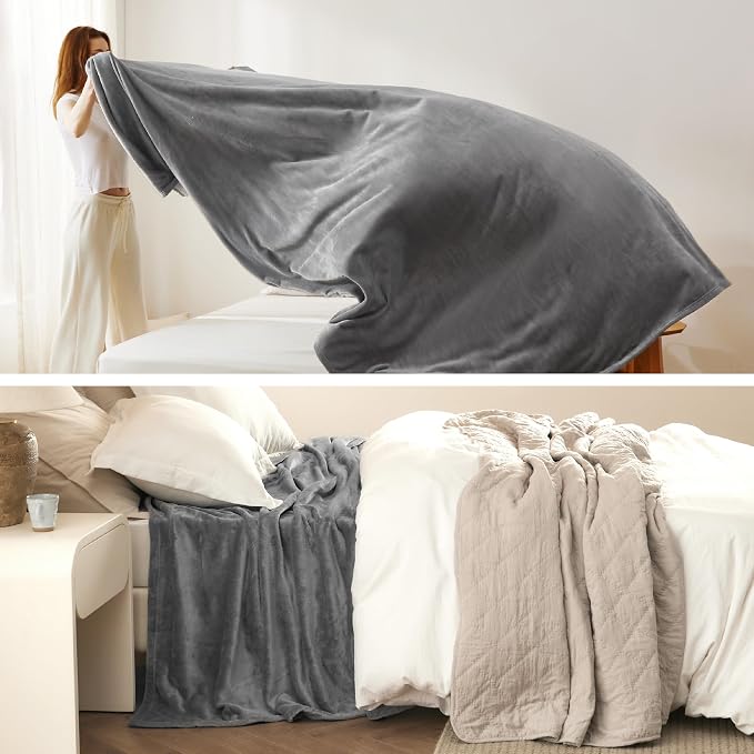 Bedsure GentleSoft Fleece Bed Blankets Large Size Grey - Image 6