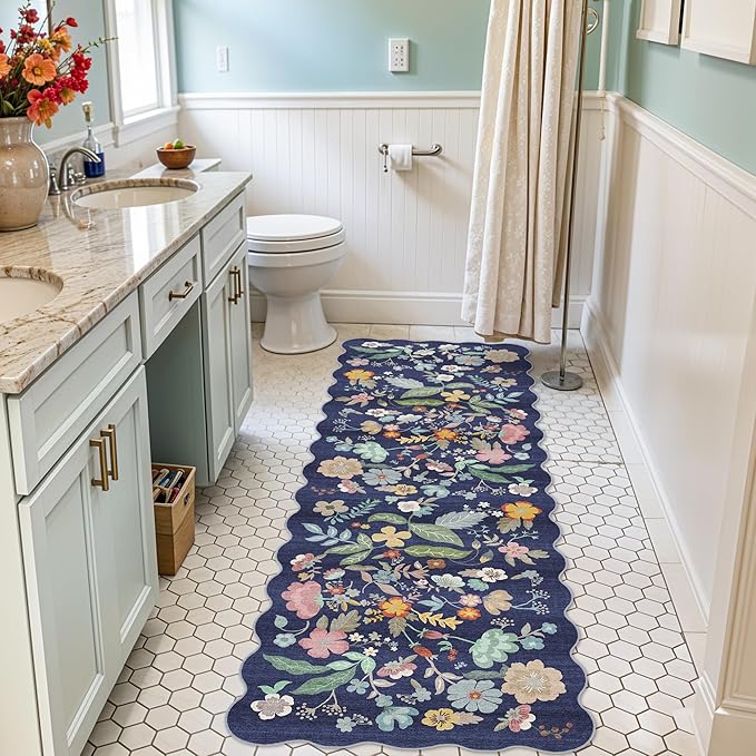 2x6 Hallway Floral Rug Runner: Washable Non Slip Low Pile Area Rug - Image 2