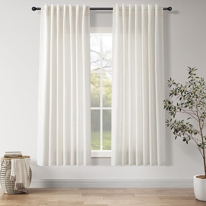Nanspring Natural Linen Curtains 63 Inch Length by Nanspring