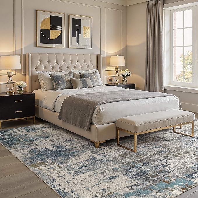 DMOYEST Area Rug Living Room Rugs 10x14 Washable Abstract Carpet | Neutral - Image 3