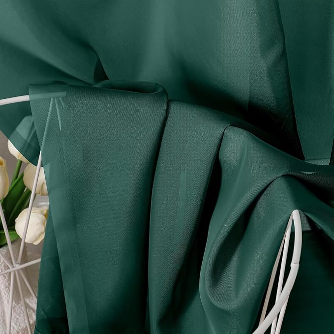 Chyhomenyc Hunter Green Sheer Curtains 84 inches Long 2 Panels, Light Filtering - Image 3