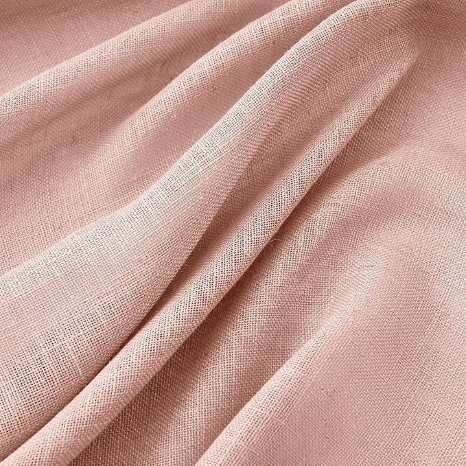MIULEE Blush Pink Linen Curtains 84 Inch Length 2 Panels - Image 4