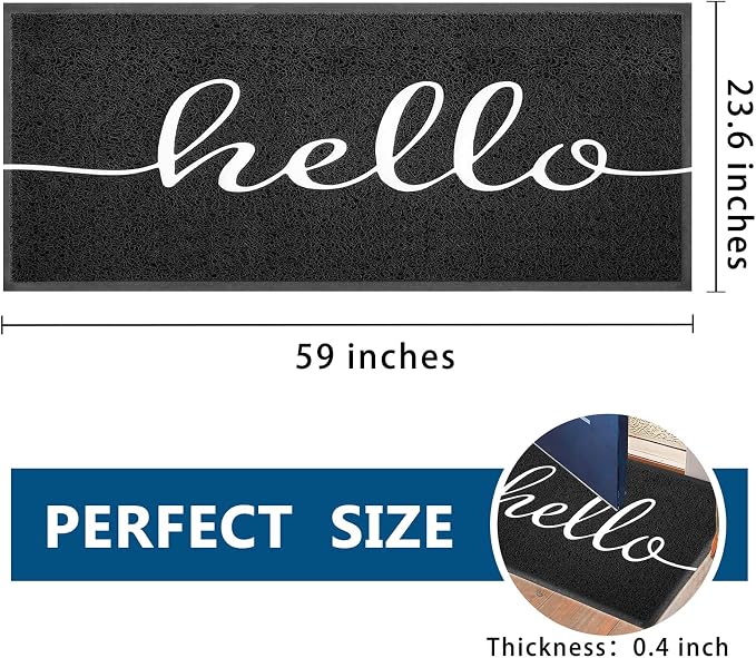 EARTHALL Funny Hello Mats Outside/Inside 59"x24", Front Door Mat Outdoor - Image 2