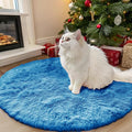 OLANLY Bright Blue Round Rugs for Bedroom by OLANLY