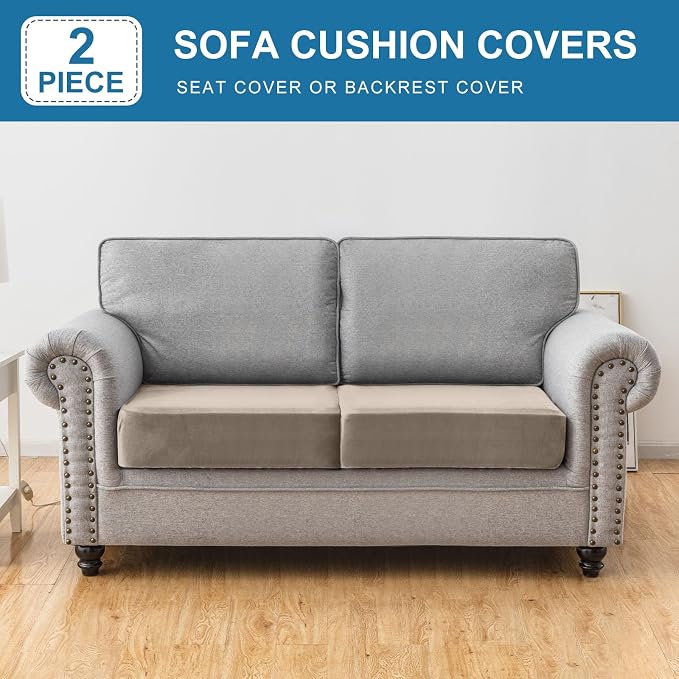 Couch Cover Stretch Velvet Sofa Cushion Cover 2-Piece - Image 3