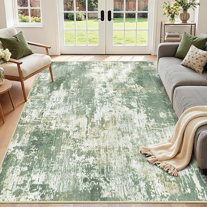 Washable Area Rugs 8'x10' Non-Slip Modern Abstract Soft - Image 2