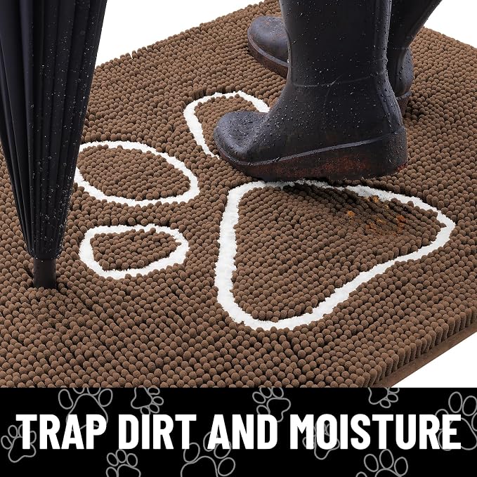 Smiry Dog Door Mat for Muddy Paws, Absorbent Dirt Trapper Non Slip Quick Dry - Image 2