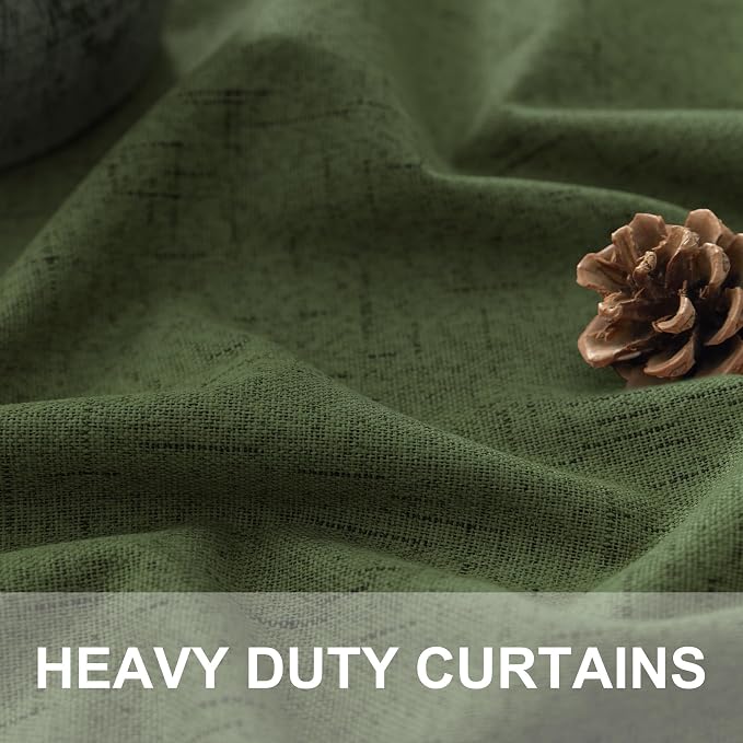 Pitalk Olive Green Blackout Curtains 63 Inch Length 2 Panel - Image 2