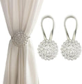 Magnetic Tiebacks for Curtains, 2 Pack Sparkling Crystal Flower Curtain by FOZUBOYO