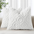decorUhome Throw Pillow Covers 26x26 Inch Set of 2, Soft Plush Faux Wool White by decorUhome