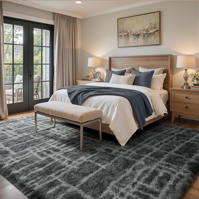 5x7 Ft Large Shag Rugs for Bedroom Living Room, Tie Dyed Ultra Soft Fluffy - Image 3