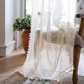 WAZZIO Boho Lace Curtains 72 Inches 2 Panel, Light Filtering Privacy Tassel & by WAZZIO
