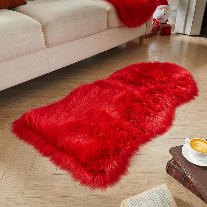 AMTOVO Faux Fur Rug, Fluffy Sheepskin Rug, Fuzzy Ultra Soft 2 x 4 ft Shag Rugs - Image 2