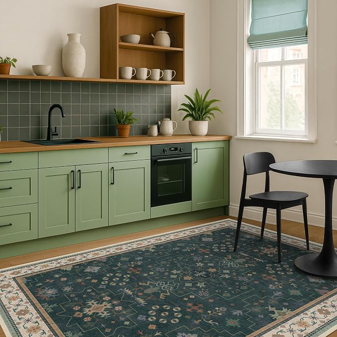 Hazo Haus Vintage Dark Green 6x8 Dining Room Rugs - Image 6