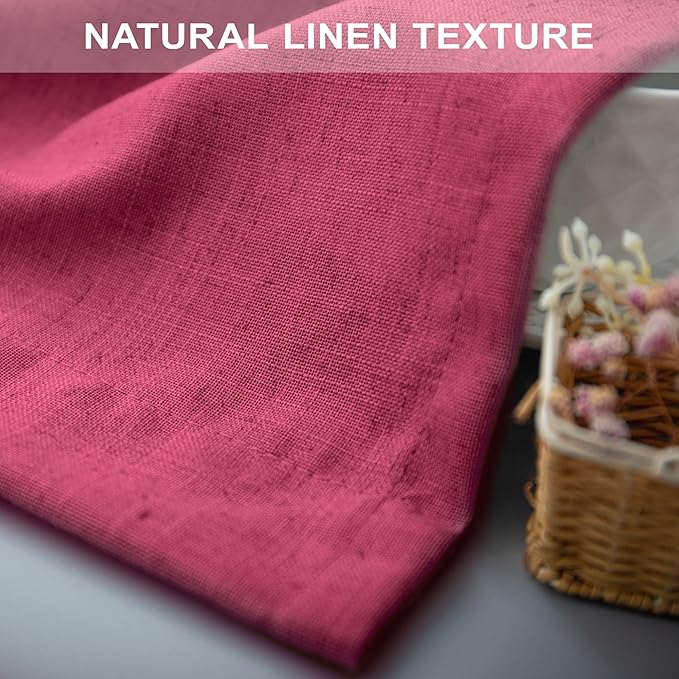 Pitalk Hot Pink Semi Sheer Curtains 96 Inch Long 2 Panel Set Rod Pocket Back - Image 7