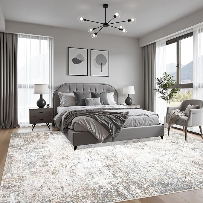 5x7 Area Rug Living Room Rug: Washable Modern Abstract Soft Thin Rug Indoor - Image 4