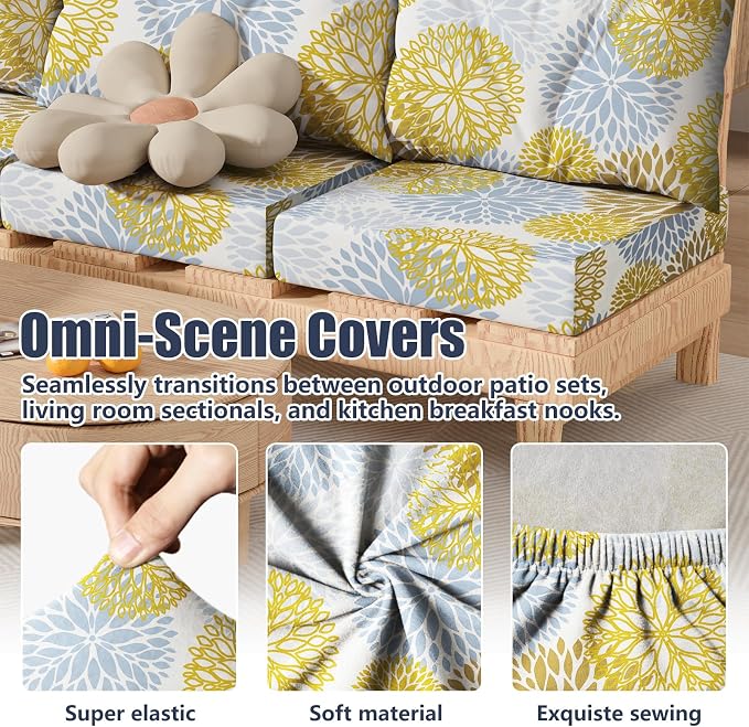 8Pcs Stretch Patio Cushion Covers, Outdoor Couch & Sofa Replacement Slipcovers - Image 4