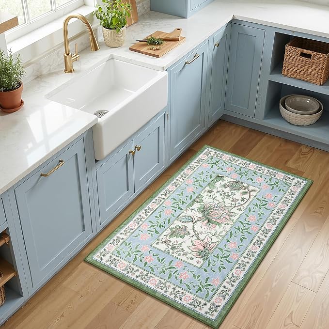 GarveeHome Blue Green Pink 2x3 Door Mat Indoor Rugs - Image 3