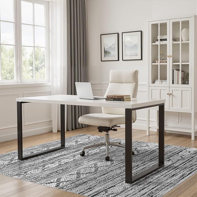 Nakagishi Bedroom Rug Area Rugs 4x6: Washable Boho Neutral Farmhouse Stain - Image 8